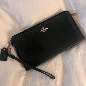 Coach Black Leather Wristlet/Wallet